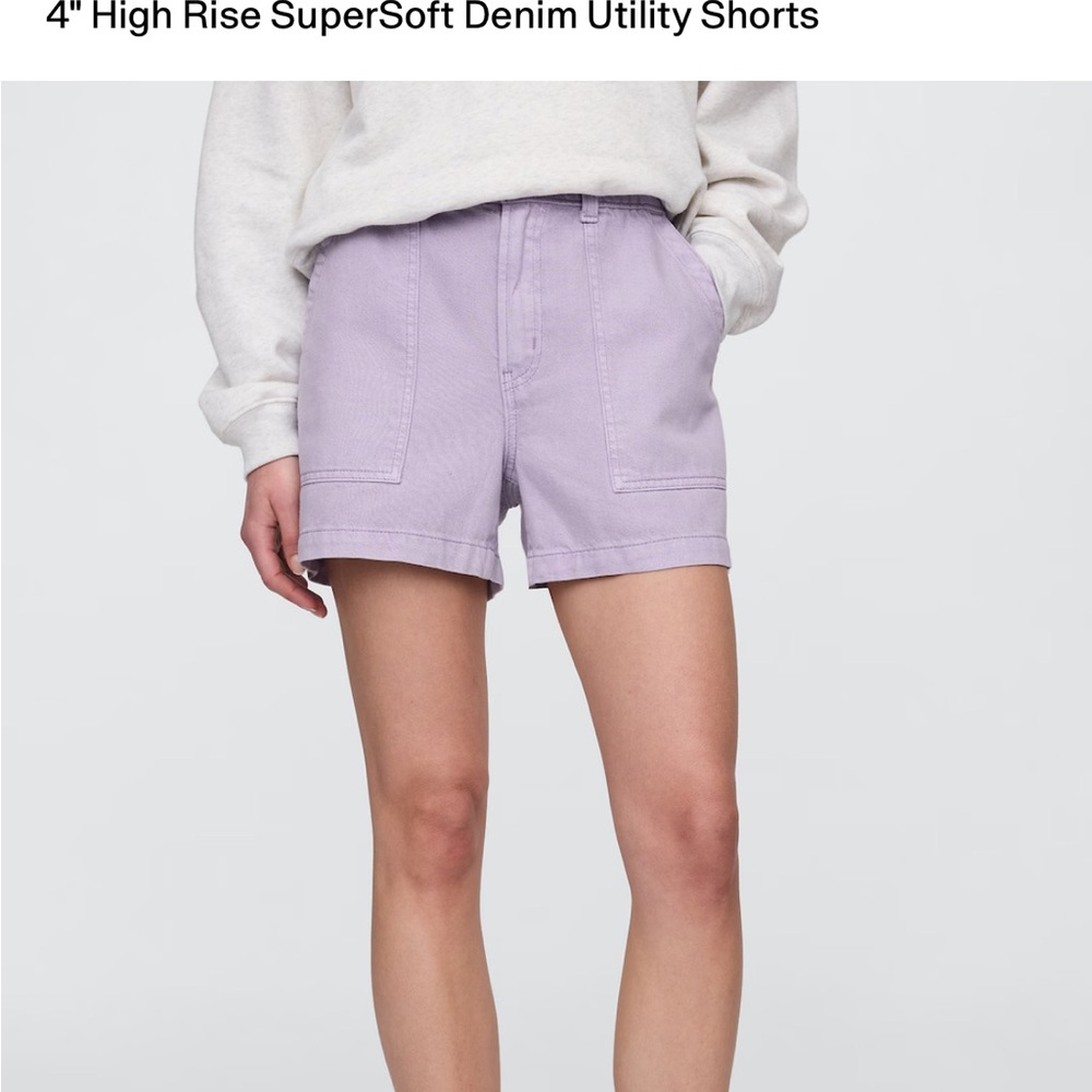 Gap 4" High Rise SuperSoft Lavender Denim Utility Shorts Size Small